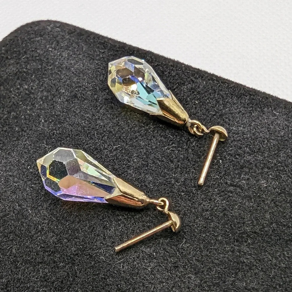 Vintage 9k yellow gold crystal earrings - Picture 4 of 4